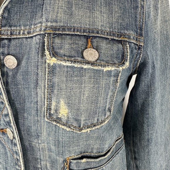 Vintage Abercrombie & Fitch Stone Washed Distressed Cropped Denim Y2K Jacket S - Picture 4 of 15